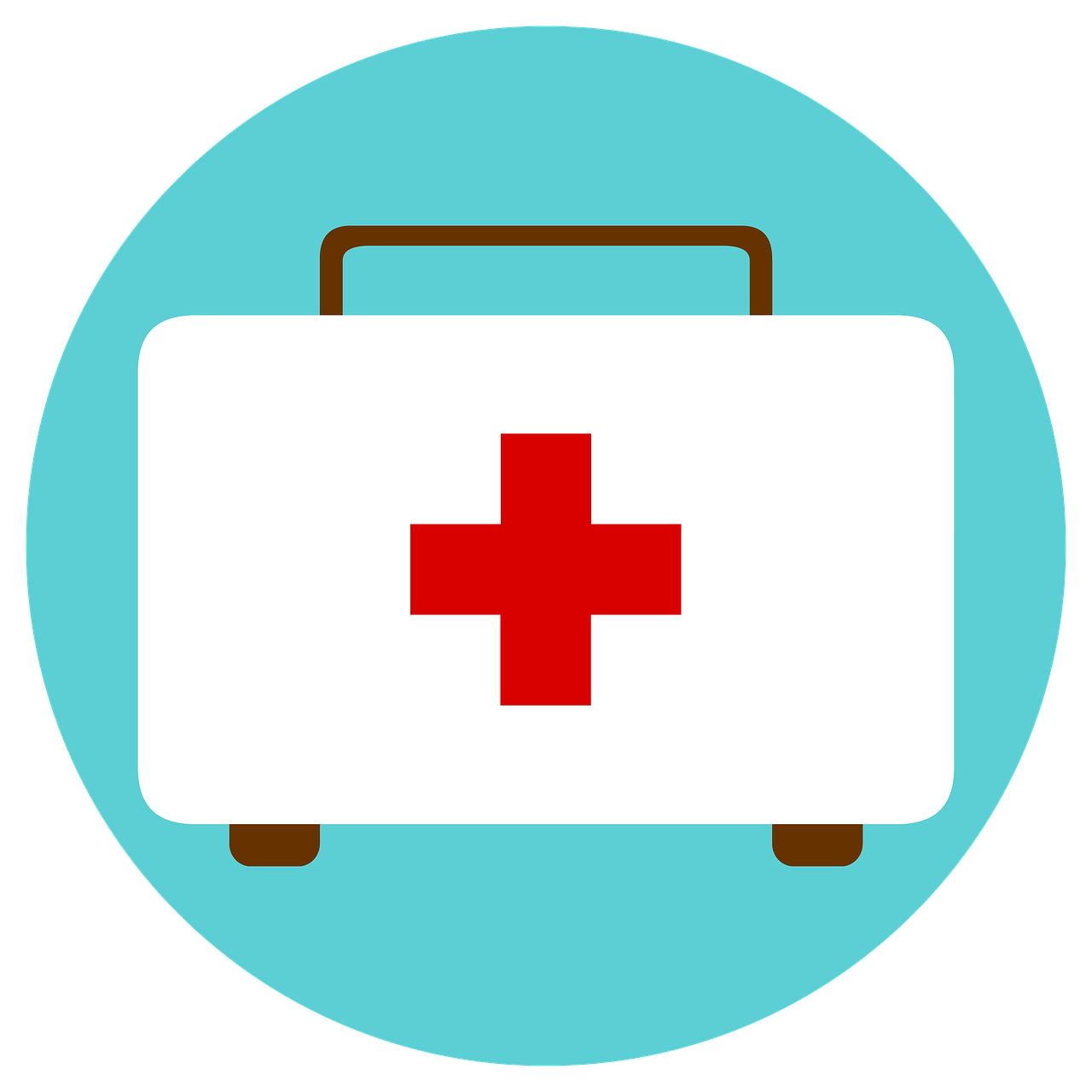 An illustration of a white suitcase with a Red Cross.