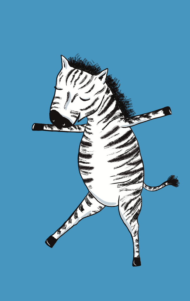 An illustration of a dancing zebra
