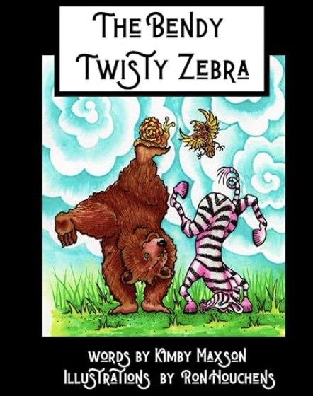 Book Cover: The Bendy Twisty Zebra showing a bear and a zebra doing a headstand.