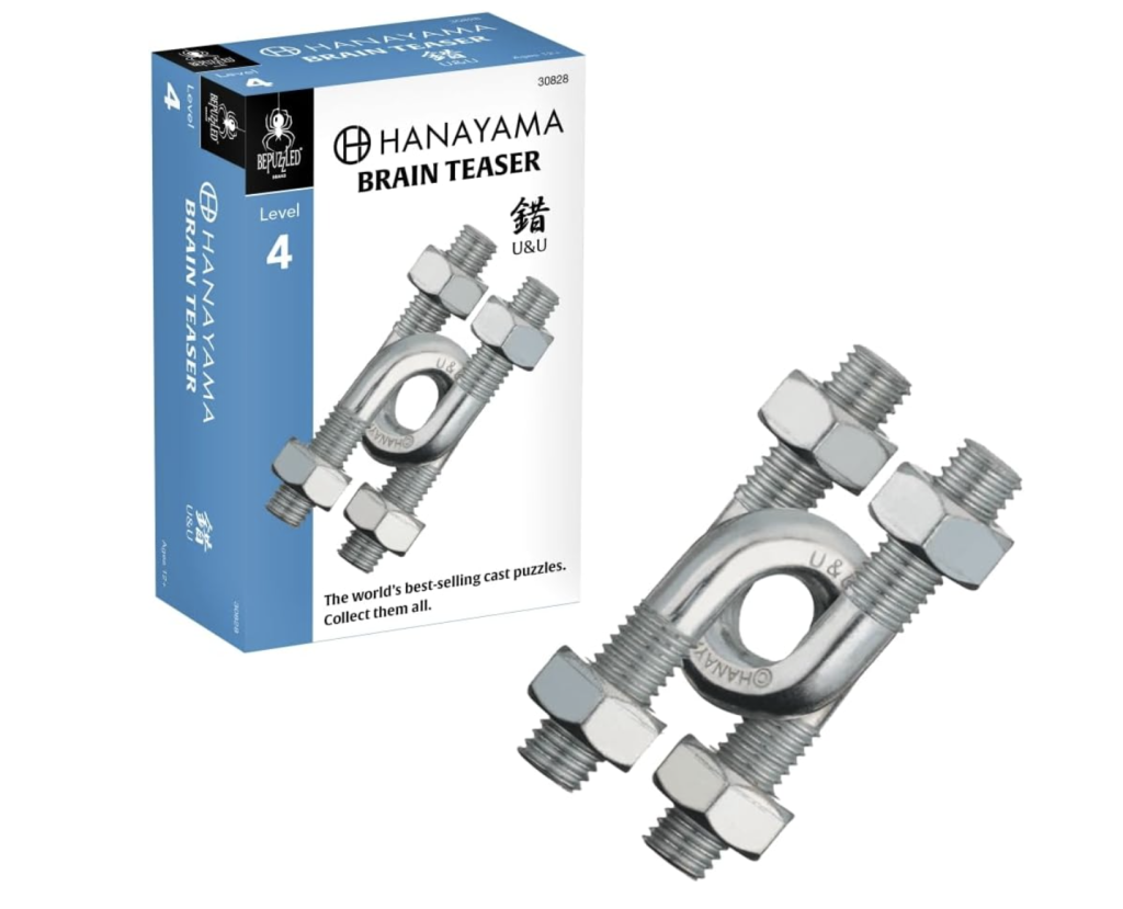 Two larger U-bolts are linked together with nuts fastening them together at each end.